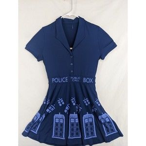 Womens Doctor Who Her Universe Tardis Blue Retro Cosplay Dress Size M